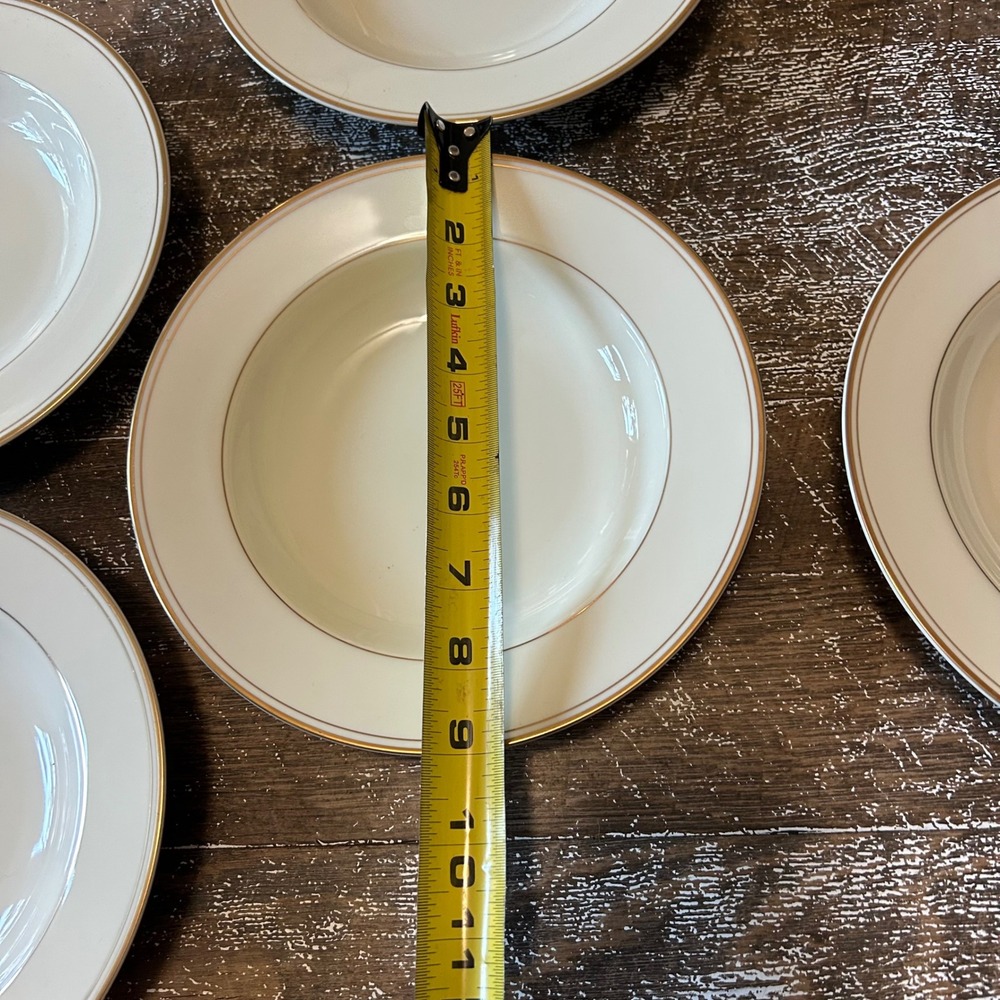 Mikasa Trousdale L2801 Ivory China Rimmed Soup Bowls Set of 5 Gold Trim Japan - Picture 5 of 5